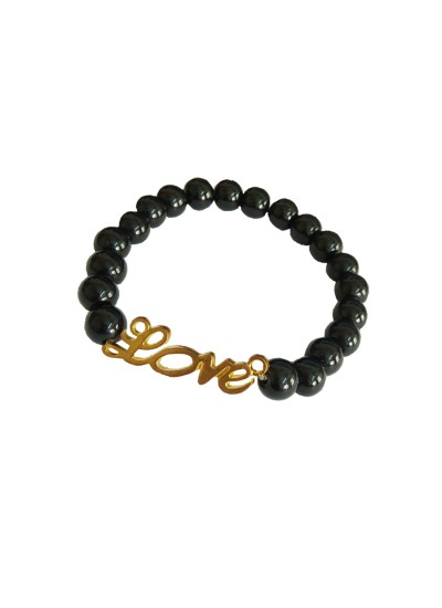 "Love" Letter Black Onyx Beads Bracelet